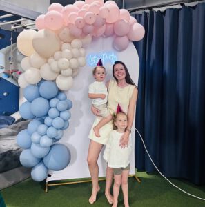mother and daughters at fun birthday party